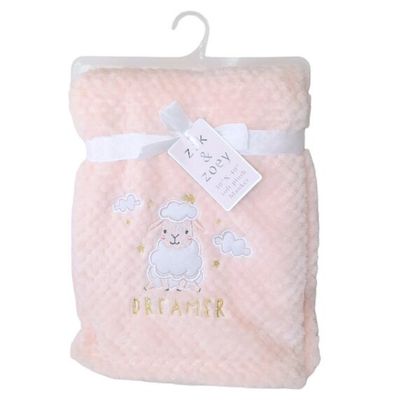 Zak & Zoey Princess Lamb Sheep Dreamer Waffle Lovey Security Blanket 30" X 40" - Picture 1 of 3